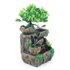Modern LED Rockery Water Fountain Desktop Chinese Fengshui LED Lamp Waterfall US