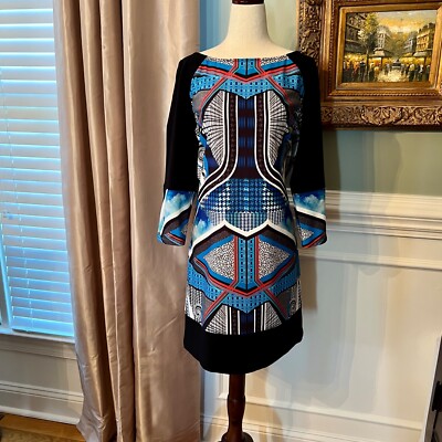 NWOT Hale Bob Geometric Print Shift Dress Size MEDIUM | eBay