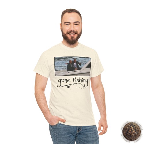 Gone Fishing T-Shirt, Barack Obama George Clooney Boat Photo Conspiracy Tee - Picture 61 of 109