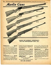 1956 Print Ad of Marlin Model 39A Mountie 88C 88DL 89C Rifle