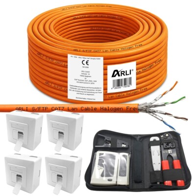 100m Cat7 Netzwerkkabel 4x Netzwerkdose Cat6a Werkzeug Netzwerk Verlegekabel 