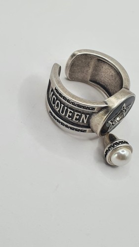 Alexander Mcqueen Antique Silver Tone Jewelled Ring - Picture 3 of 5