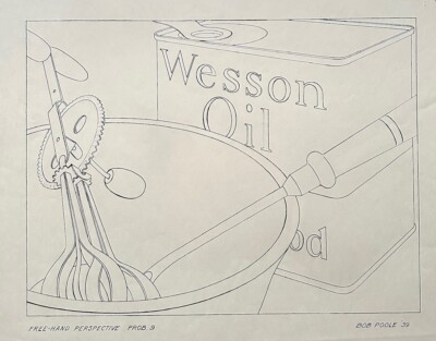 Vintage 1939 ORIGINAL Illustration Kitchen Perspective Study Wesson Oil AD Chef