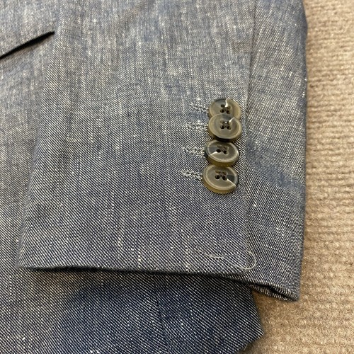 Fairlane Blazer Sport Coat Mens Medium Linen Blend Blue Regular Fit Two Button - Picture 2 of 14