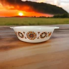 Vintage JAJ Pyrex Orange TOLEDO Pattern Casserole Dish