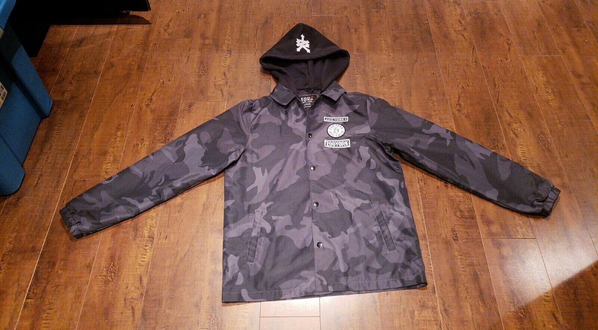 Zoo York Black Gray Camo Wiindbreaker Jacket Hoodie Youth Large