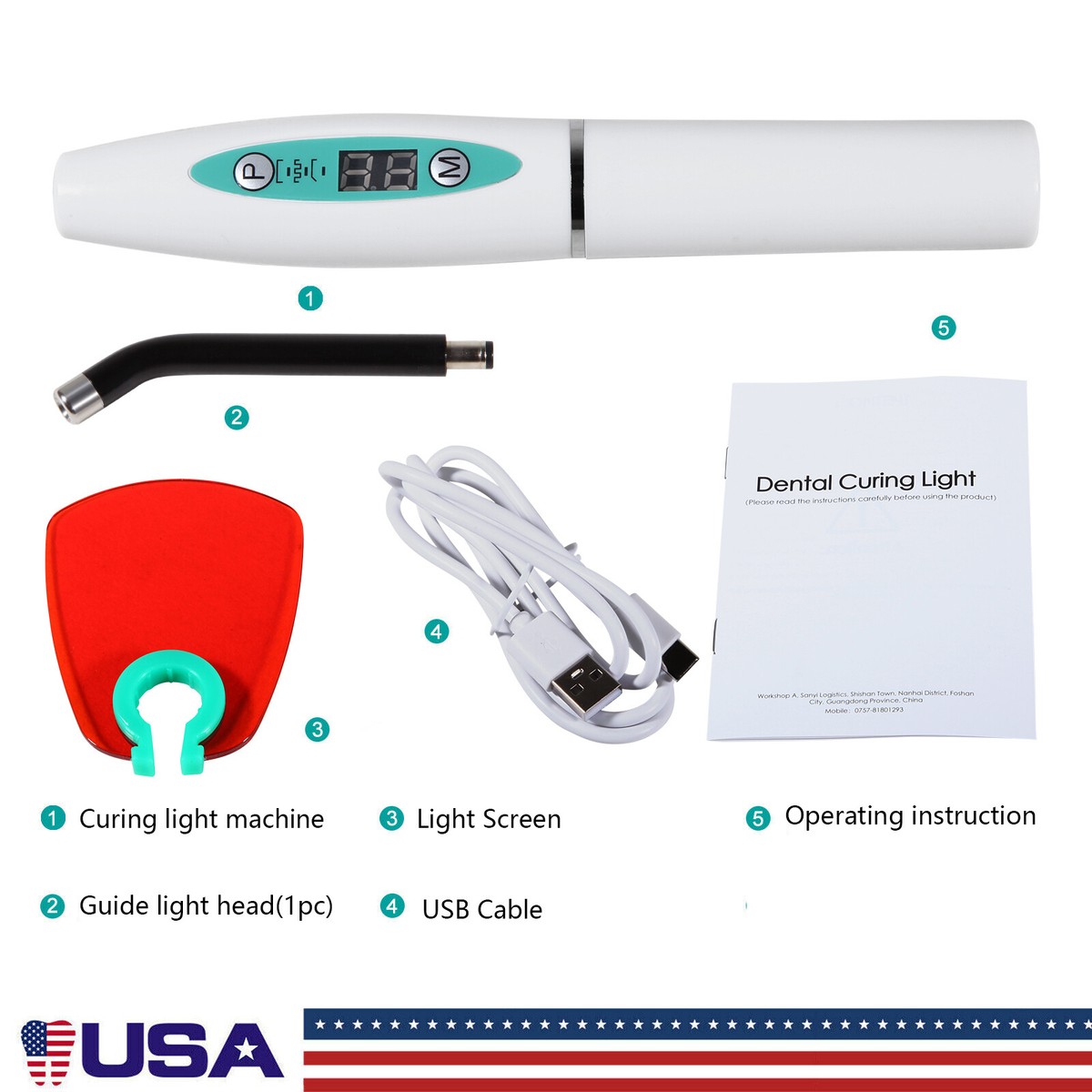 2pcs 5W Dental Wireless Cordless LED Curing Light Lamp 1500mw Resin