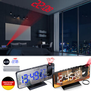 Radiowecker mit Projektion LED dual USB FM UKW Digital dimmbar Tischuhr Alarm DE 