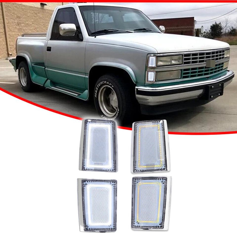 4x Marcador lateral superior e inferior luces LED blancas para blazer suburbano 88-93 C K 3500 Foto 2 de 4