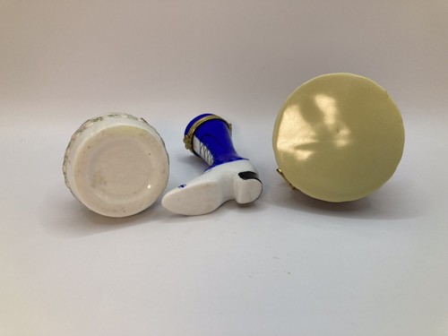 Porcelain Trinket Boxes Hinged (Set of 3) unmarked Shoe, Cake and Angel - Picture 3 of 5