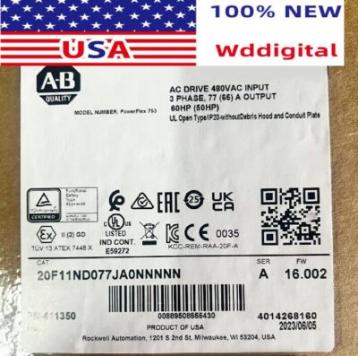 20F11ND077JA0NNNNN Allen-Bradley PowerFlex 753 AC Drive Air Cooled New Sealed