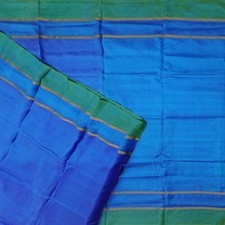 Vintage Blue Sarees 100 Pure Silk Handwoven South Indian Sari 5YD Craft Fabric