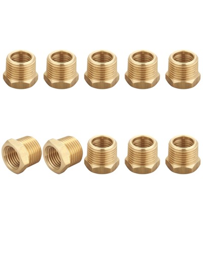 3/8 Inch Male to 1/4 Inch Female NPT Brass Hex Bushing Fitting Pack of 10