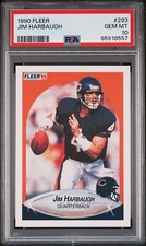 1990 FLEER #293 JIM HARBAUGH PSA 10 GEM MINT ROOKIE RC CHICAGO BEARS