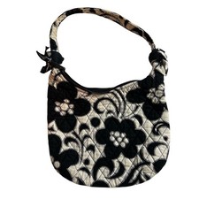 Vera Bradley Night  Day Floral Shoulder Bag Black White Casual Purse