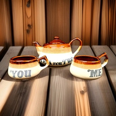 Vintage tea set Tea for Two MCM Tea pot and mugs retro 1970's Camping/RV
