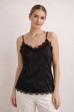 Womens Whimsigoth Y2K Top Medium Lace Trim Cami Dark Romantic Witchy Grunge