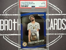 Tyrese Haliburton /199 Blue PSA 6 2024-25 Prizm Black Pacers
