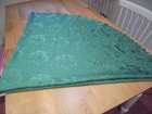 Vintage round Table Cloth . Festive green. Christmas table.
