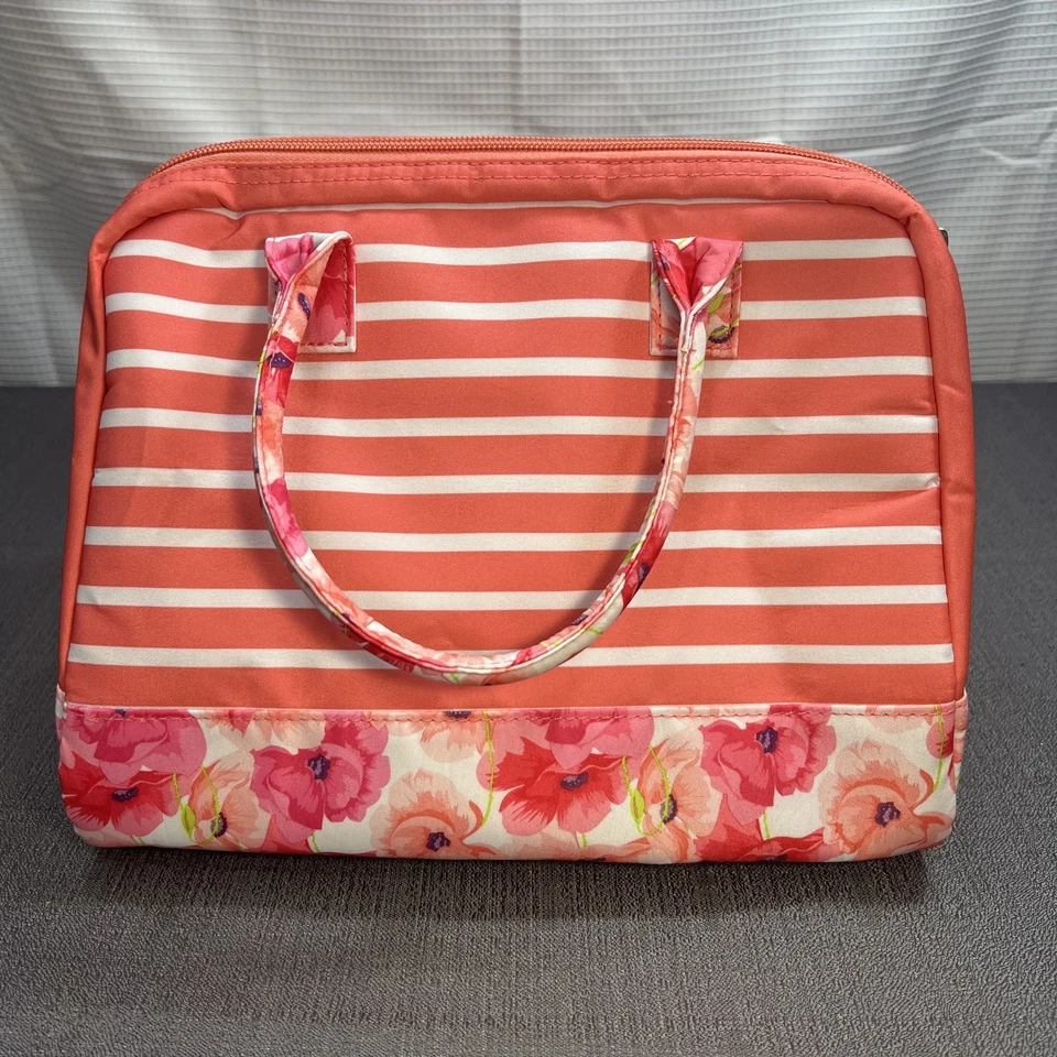 Bolso de Mano Tupperware Melocotón/Rosa Floral Almuerzo Aislado con Sándwich de Sopa y Taza Foto 3 de 4