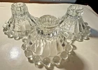 Anchor Hocking Berwick Boopie Clear Glass Candle Holders Set Of 3 Vintage 1950s