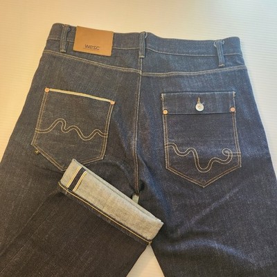 WESC Men's  Size 34 Jeans Logan 32'' 11.5 oz Japanese selvage Stretch Denim