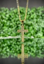 CZ Cross Necklace for Women Men Unisex Crucifix Charm Pendant Figaro Chain Gifts