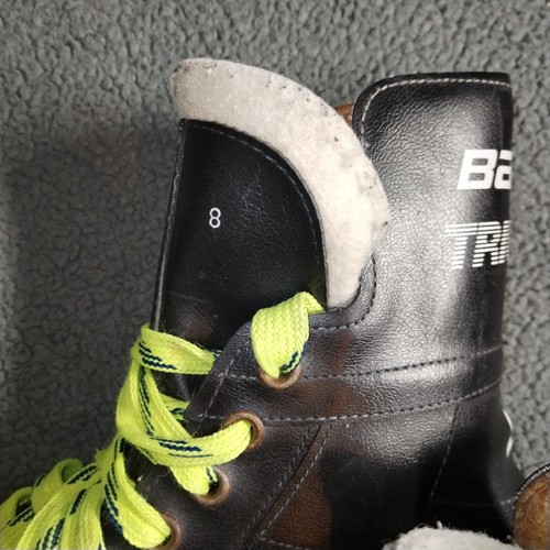 Vintage Bauer Ice Skates Size 8? Black Triumph 22 Hockey Blade Leather ICM - Picture 12 of 17