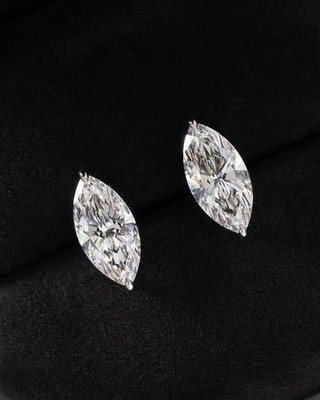 Marquise Cut Dainty Moissanite Stud Earrings Solitaire Anniversary Gift For Her
