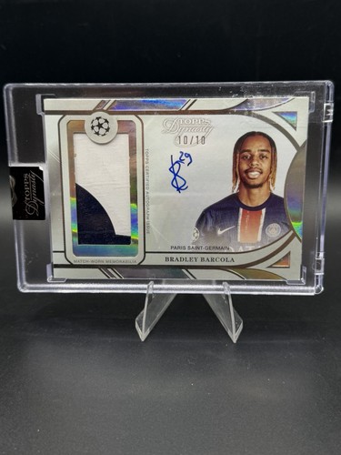 BRADLEY BARCOLA 2024-25 TOPPS DYNASTY UCC MATCH-WORN PATCH AUTO /10 Bookend ⚽️💎