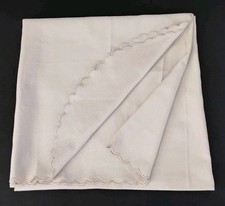 Restoration Hardware 100 Cotton Blanket 105x100 Ivory Scalloped Edges ITALY