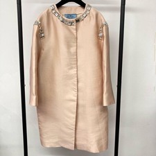USED PRADA PINK LONG COAT WITH JEWELS VERYGOOD