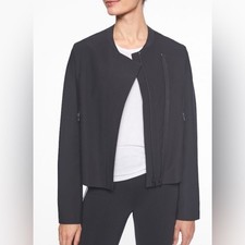 Athleta Stellar Moto Style JacketWomen's Black UPF 50 AsymmetricalDouble Zip