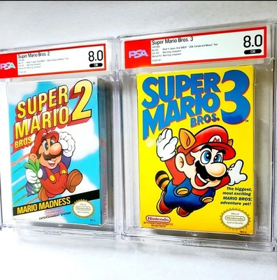 2x SUPER MARIO BROS 2 & 3 Nintendo NES Games Complete Box WATA PSA 8.0 Matching! - Image 1 of 4