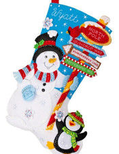 Destination North Pole 89594E Bucilla Felt Applique 18" Stocking Kit Personalize