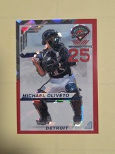 2025 Panini Prospect Edition - Michael Oliveto Red Ice Prizm- Tigers - #87