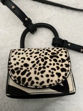 Topshop Little Leopard Print On Cowhide Small Cross Body Bag Handbag