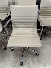 ICF Una Sand Leather Chrome Swivel Chairs Eames EA108 Style Great Condition
