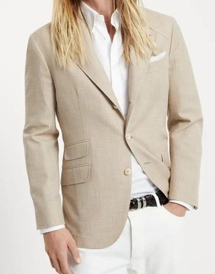 BRUNELLO CUCINELLI MEN'S BEIGE VIRGIN WOOL BLEND DECONSTRUCTED BLAZER MSRP $3845