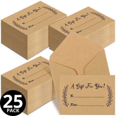 25 Pcs Mini Gift Card Envelopes Kraft Sleeves Gift Holder Small Paper Envelope