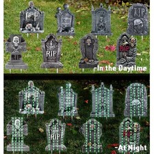 8 Pc Halloween Tombstone Lighted Gravestone Decor Yard Signs For Outdoor Garden