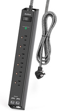 Surge Protector Power Strip 6 Outlet 4 USB 2 USB-C Flat Plug Wall Mount 5FT Cord