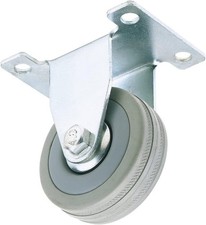 Draper 65472 Rubber Castor 50mm Plate Fixing Fixed Wheel 50kg Non-Marking