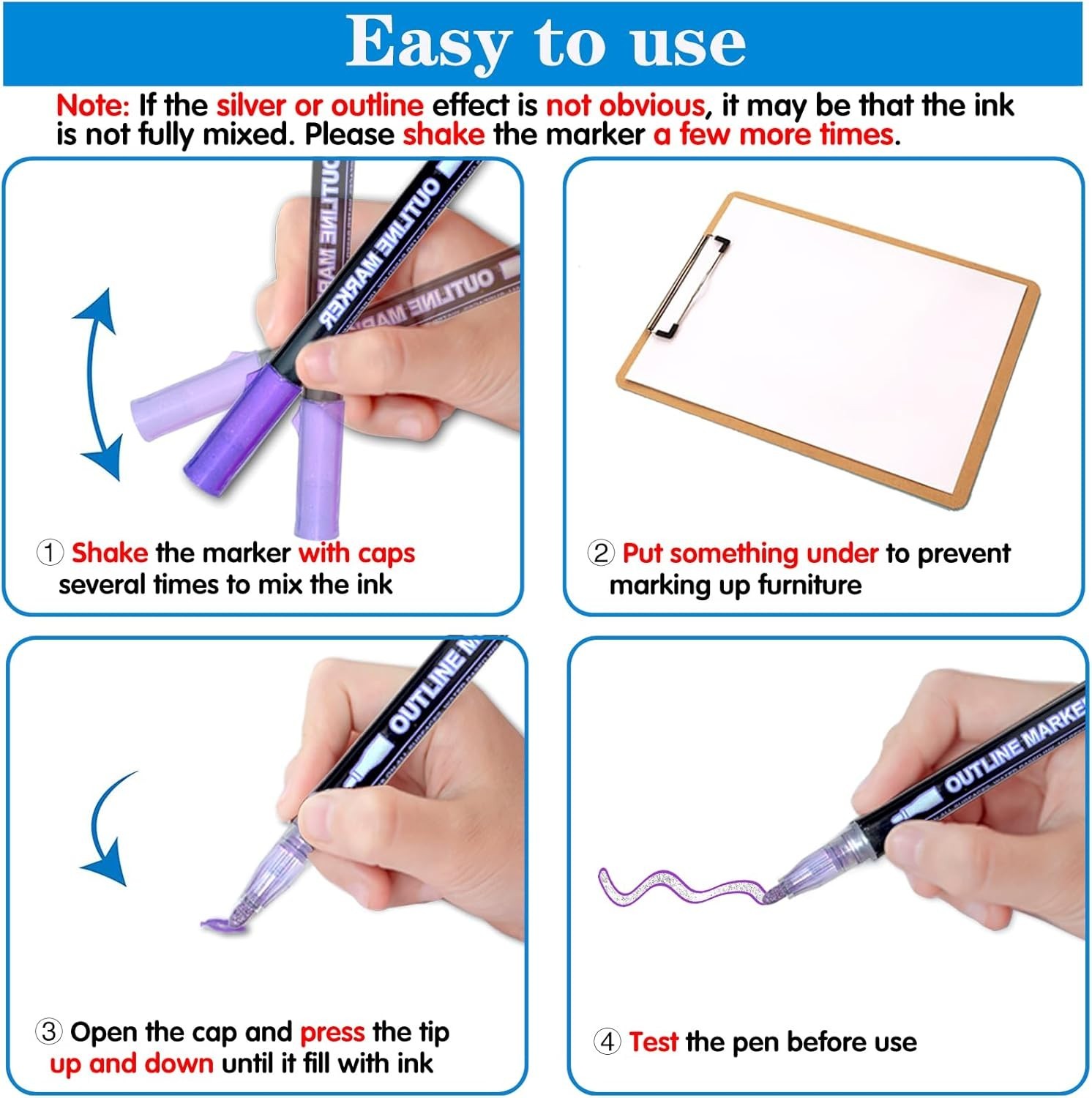 Glitter Markers Self Outline Pens Metallic: 12 Shimmer Tween Teen Girl Gifts Tre