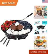 Electric Fondue Pot Set - Deluxe Chocolate Fondue Kit with 4 Forks & Trays