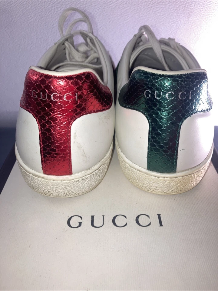 Gucci Ace Zapatillas bajas de cuero blancas para hombre Bumble Bee Web. Talla US 11 Foto 2 de 4