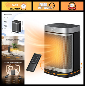 1500W Portable Electric Space Heater - PTC Ceramic, Remote, 70° Oscillation, 12H