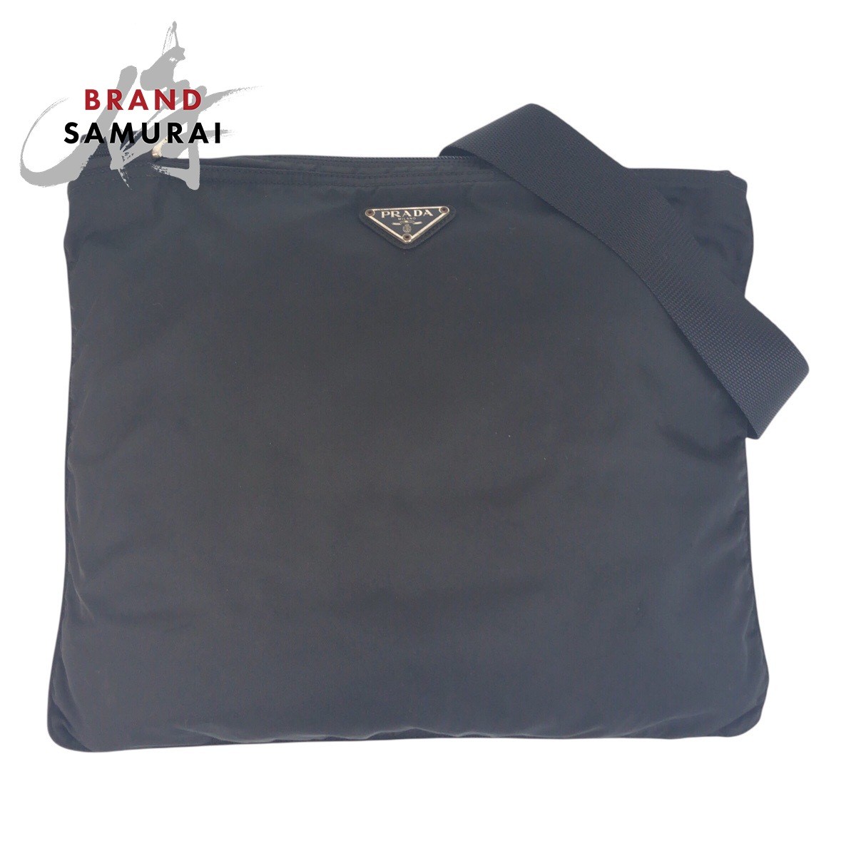 Prada Tessuto Triangle Logo Black Silver Nylon Crossbody Bag 42 Shoulder Strap