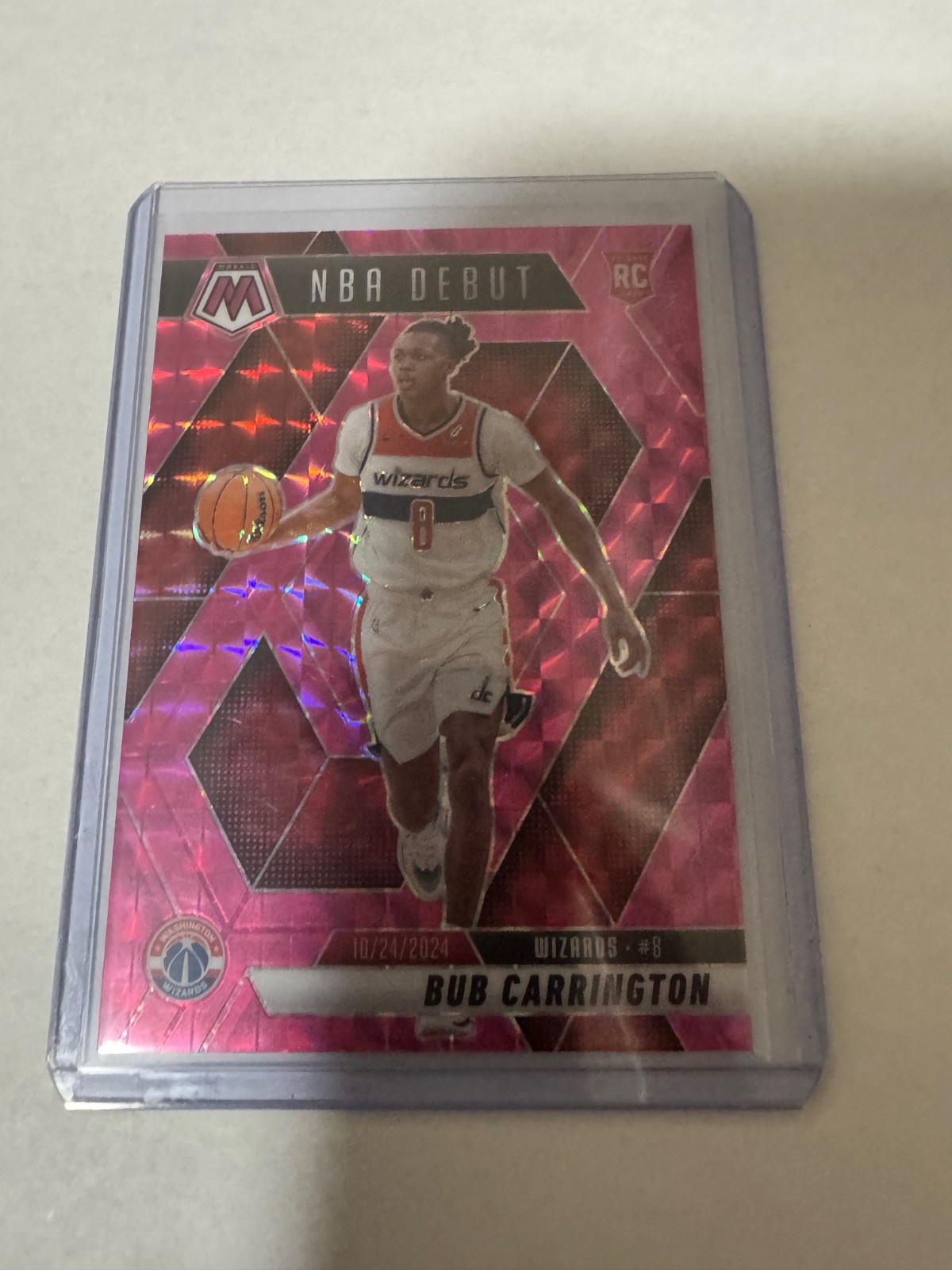 2024-25 Panini Mosaic #259 Bub Carrington NBA Debut Pink Mosaic #/175