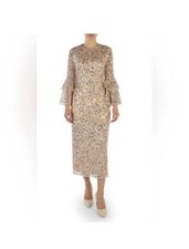 NWT - Mac Duggal | Women's Sequined Gown With Bell Sleeves - Size 2